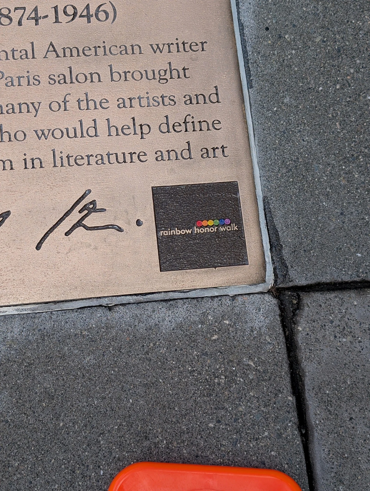Brass sidewalk memorial plaque treated with SparkleTuff anti-slip coating